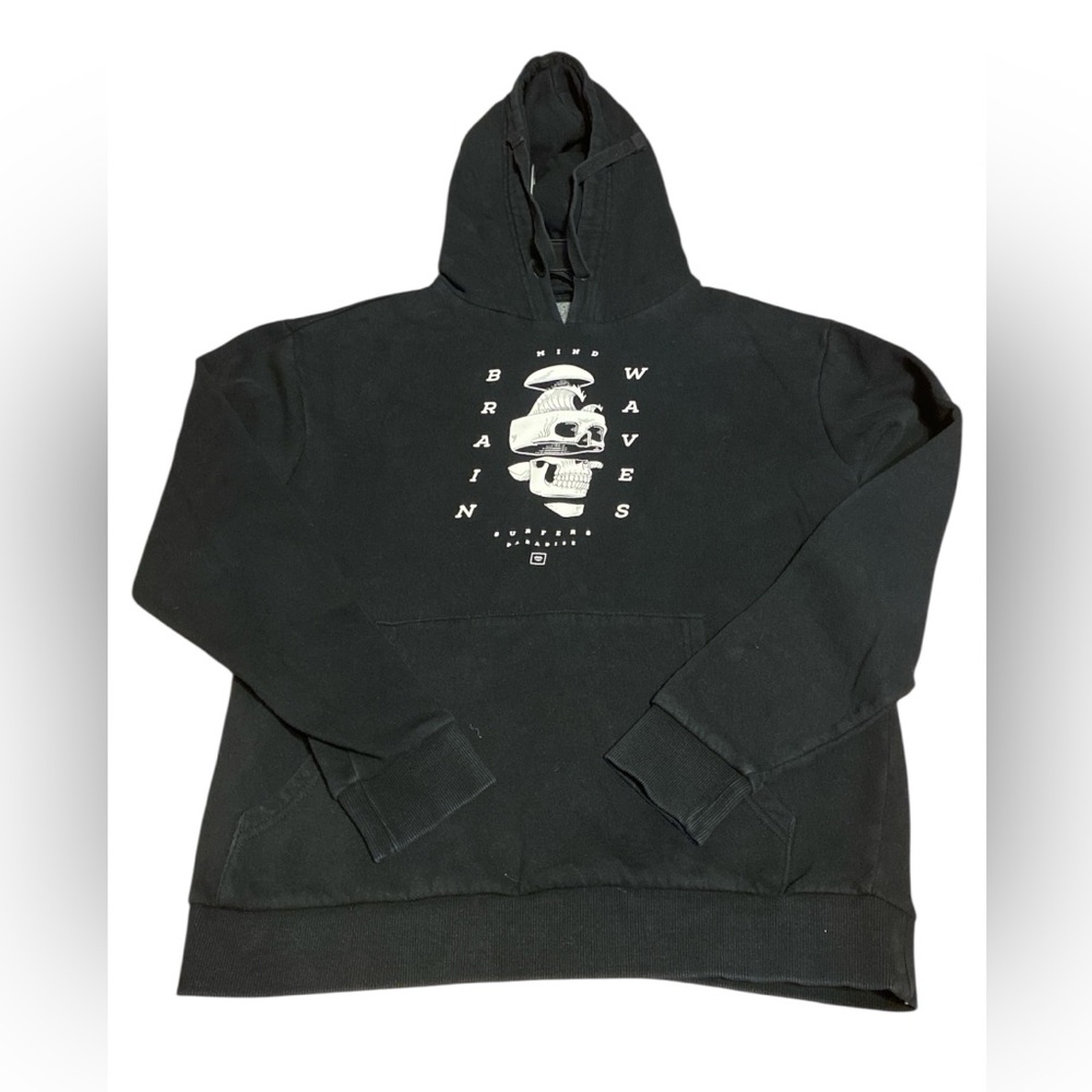 CHOMP Black Hoodie with Skull and wave Design